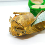 Victorian Gilt Metal Novelty Squirrel with Acorn Nut Sewing Tape Measure Antique c1880