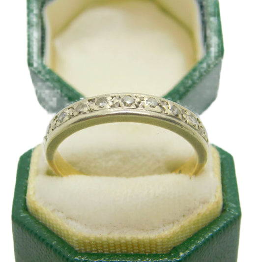 9ct Yellow Gold & Diamond Set Half-Eternity Dress Ring Vintage c1960