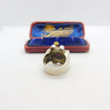 Scottish Caithness Glass Sterling Silver Millefiori Floral Glass Signet Ring 1979 Edinburgh