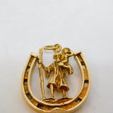 9ct Gold, Good Luck Horseshoe St. Christopher Travel Pendant Vintage 1971 London