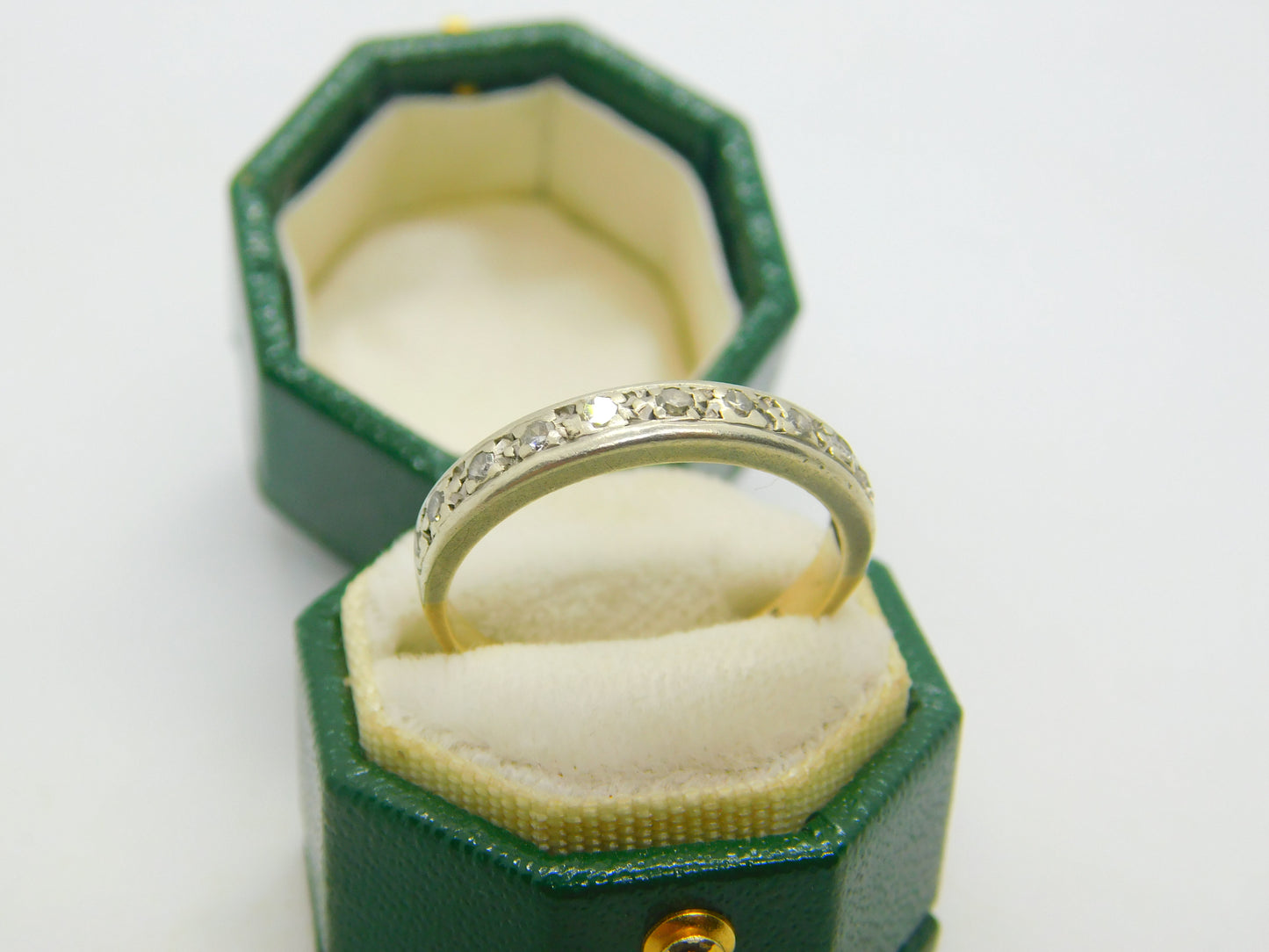 9ct Yellow Gold & Diamond Set Half-Eternity Dress Ring Vintage c1960