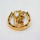 9ct Gold, Good Luck Horseshoe St. Christopher Travel Pendant Vintage 1971 London