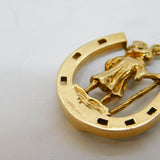 9ct Gold, Good Luck Horseshoe St. Christopher Travel Pendant Vintage 1971 London