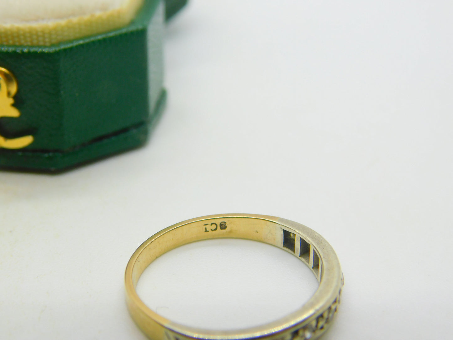 9ct Yellow Gold & Diamond Set Half-Eternity Dress Ring Vintage c1960