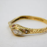 9ct Yellow Gold, Diamond, Ruby Snake or Serpent Ring Vintage 1989 Birmingham