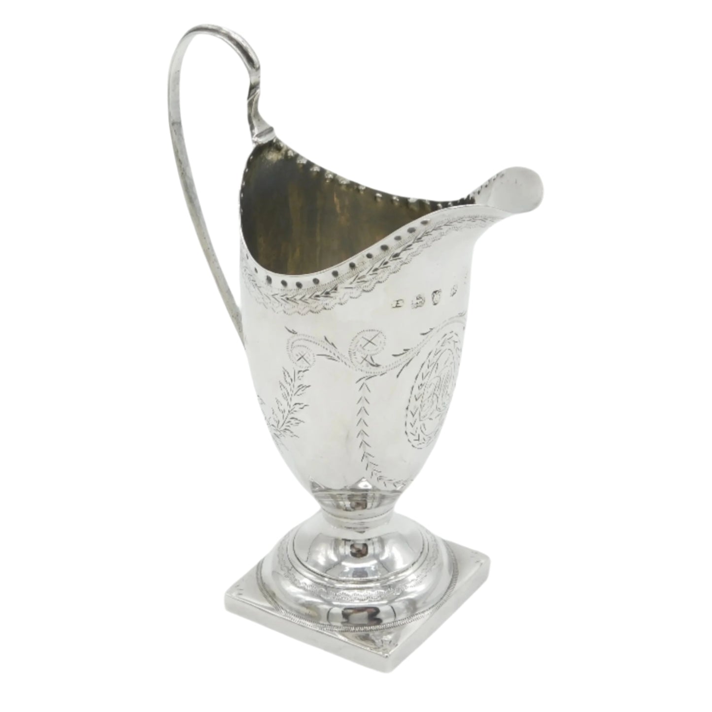 George III Sterling Silver Floral Pedestal Cream Jug Antique 1785 London