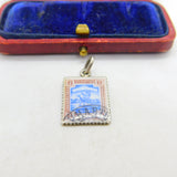 Edwardian .800 Silver & Enamel Sudanese Postage Stamp Souvenir Charm c1910