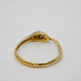 9ct Yellow Gold, Diamond, Ruby Snake or Serpent Ring Vintage 1989 Birmingham