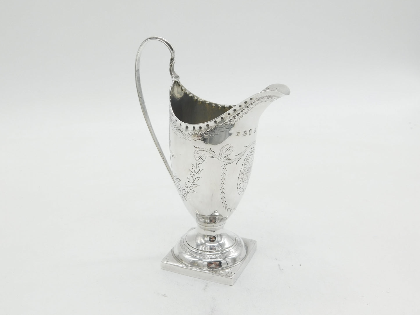 George III Sterling Silver Floral Pedestal Cream Jug Antique 1785 London