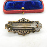 Austro Hungarian Sterling Silver Emerald Paste Brooch Antique Victorian c1860