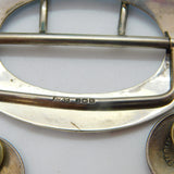 Edwardian Sterling Silver Guilloche Enamel Buckle & Button Set 1909 Antique