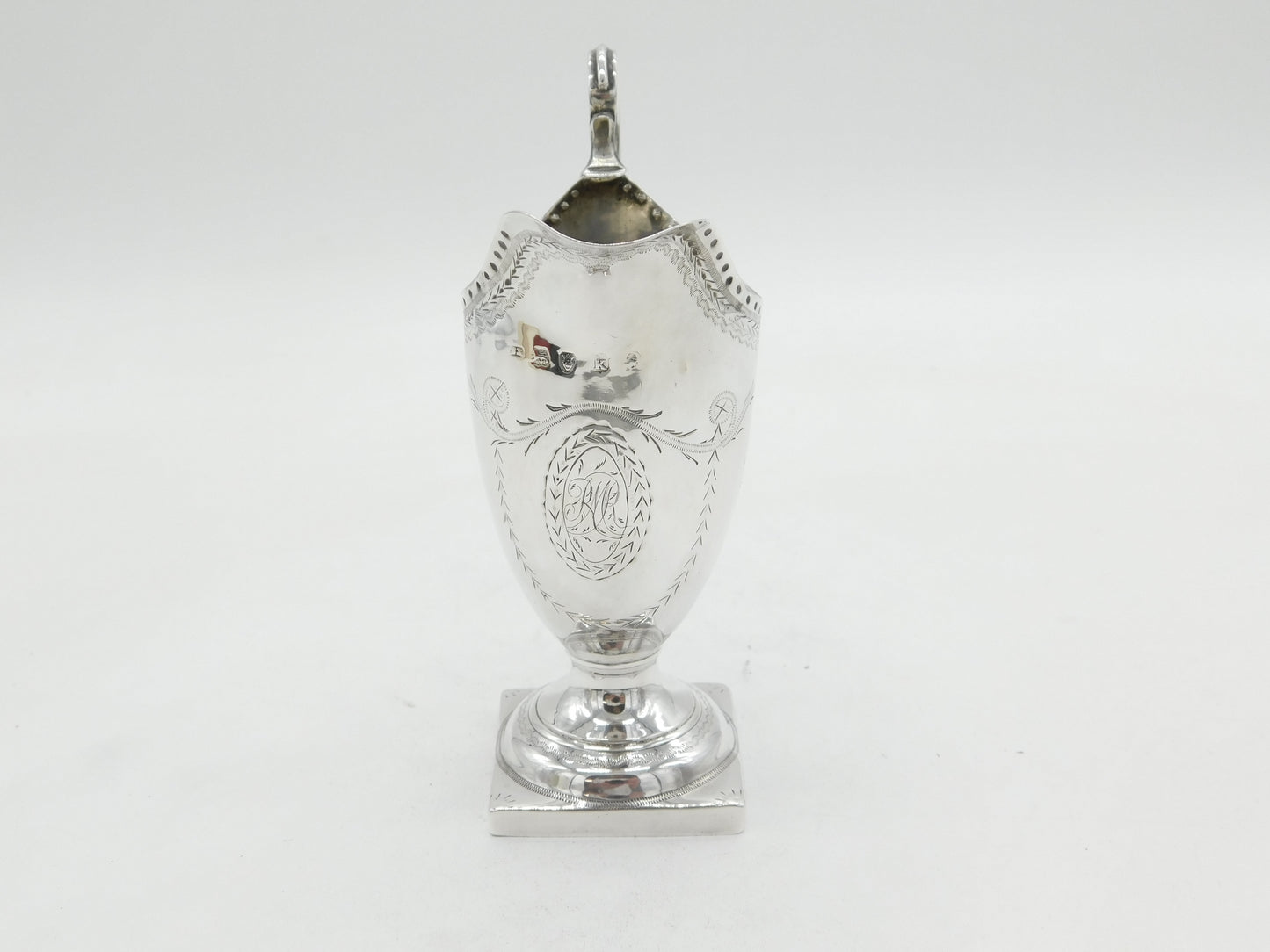 George III Sterling Silver Floral Pedestal Cream Jug Antique 1785 London