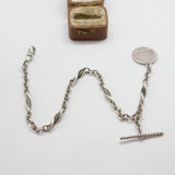 Victorian Sterling Silver Fancy Link Watch Chain with Fob 1870 London Antique