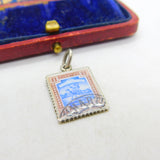 Edwardian .800 Silver & Enamel Sudanese Postage Stamp Souvenir Charm c1910