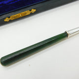 Boxed Set of Edwardian Sterling Silver & Nephrite Jade Pastry Forks Antique 1909