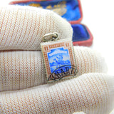 Edwardian .800 Silver & Enamel Sudanese Postage Stamp Souvenir Charm c1910