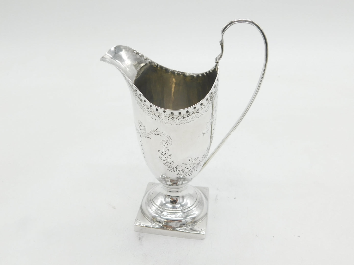 George III Sterling Silver Floral Pedestal Cream Jug Antique 1785 London