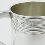 Victorian Sterling Silver Lined Pattern Christening Mug Antique 1847 London