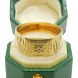 9ct Yellow Gold & Star Set Diamond Signet Ring Vintage 1970 Birmingham