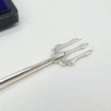 Boxed Set of Edwardian Sterling Silver & Nephrite Jade Pastry Forks Antique 1909