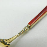 Boxed Set of Sterling Silver & Enamel Teaspoons Antique 1930 Birmingham Deco