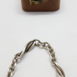 Victorian Sterling Silver Fancy Link Watch Chain with Fob 1870 London Antique