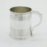 Victorian Sterling Silver Lined Pattern Christening Mug Antique 1847 London