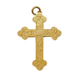 9ct Yellow Gold Floral Pattern Cross Pendant Antique c1920 Art Deco