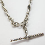 Victorian Sterling Silver Fancy Link Watch Chain with Fob 1870 London Antique