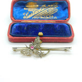 Parisian Sterling Silver Gilt & Paste True Deco Dragonfly Brooch Antique c1920