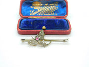 Parisian Sterling Silver Gilt & Paste True Deco Dragonfly Brooch Antique c1920