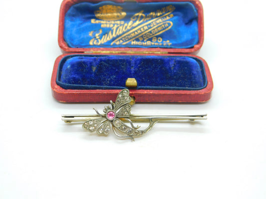 Parisian Sterling Silver Gilt & Paste True Deco Dragonfly Brooch Antique c1920