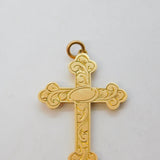 9ct Yellow Gold Floral Pattern Cross Pendant Antique c1920 Art Deco