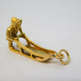 10ct Yellow Gold Eskimo Inuit with Dog Sled Charm Pendant Vintage c1970