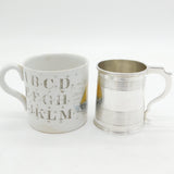 Victorian Sterling Silver Lined Pattern Christening Mug Antique 1847 London