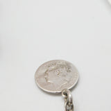 Victorian Sterling Silver Fancy Link Watch Chain with Fob 1870 London Antique