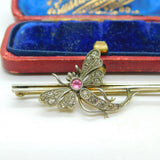 Parisian Sterling Silver Gilt & Paste True Deco Dragonfly Brooch Antique c1920