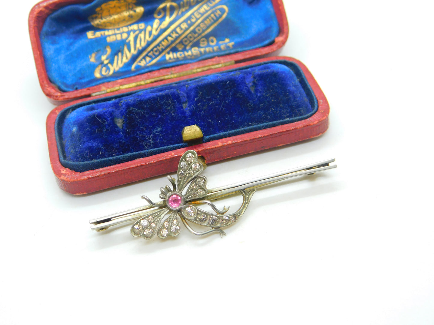 Parisian Sterling Silver Gilt & Paste True Deco Dragonfly Brooch Antique c1920