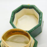 9ct Yellow Gold & Star Set Diamond Signet Ring Vintage 1970 Birmingham