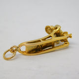 10ct Yellow Gold Eskimo Inuit with Dog Sled Charm Pendant Vintage c1970