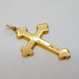9ct Yellow Gold Floral Pattern Cross Pendant Antique c1920 Art Deco