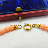 9ct Yellow Gold Clasp & Beaded Pink Coral Bracelet Antique c1930 Art Deco
