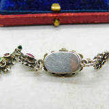 Austro Hungarian Emerald and Amethyst Paste Sterling Silver Bracelet Antique c1860
