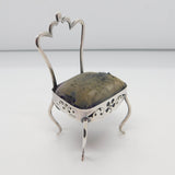 Edwardian Sterling Silver Dining Chair Novelty Pin Cushion Antique 1905