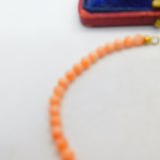 9ct Yellow Gold Clasp & Beaded Pink Coral Bracelet Antique c1930 Art Deco