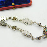 Austro Hungarian Emerald and Amethyst Paste Sterling Silver Bracelet Antique c1860
