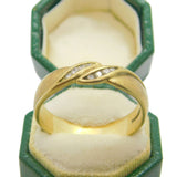 9ct Yellow Gold & Diamond Set Feather Form Dress Ring Vintage c1980