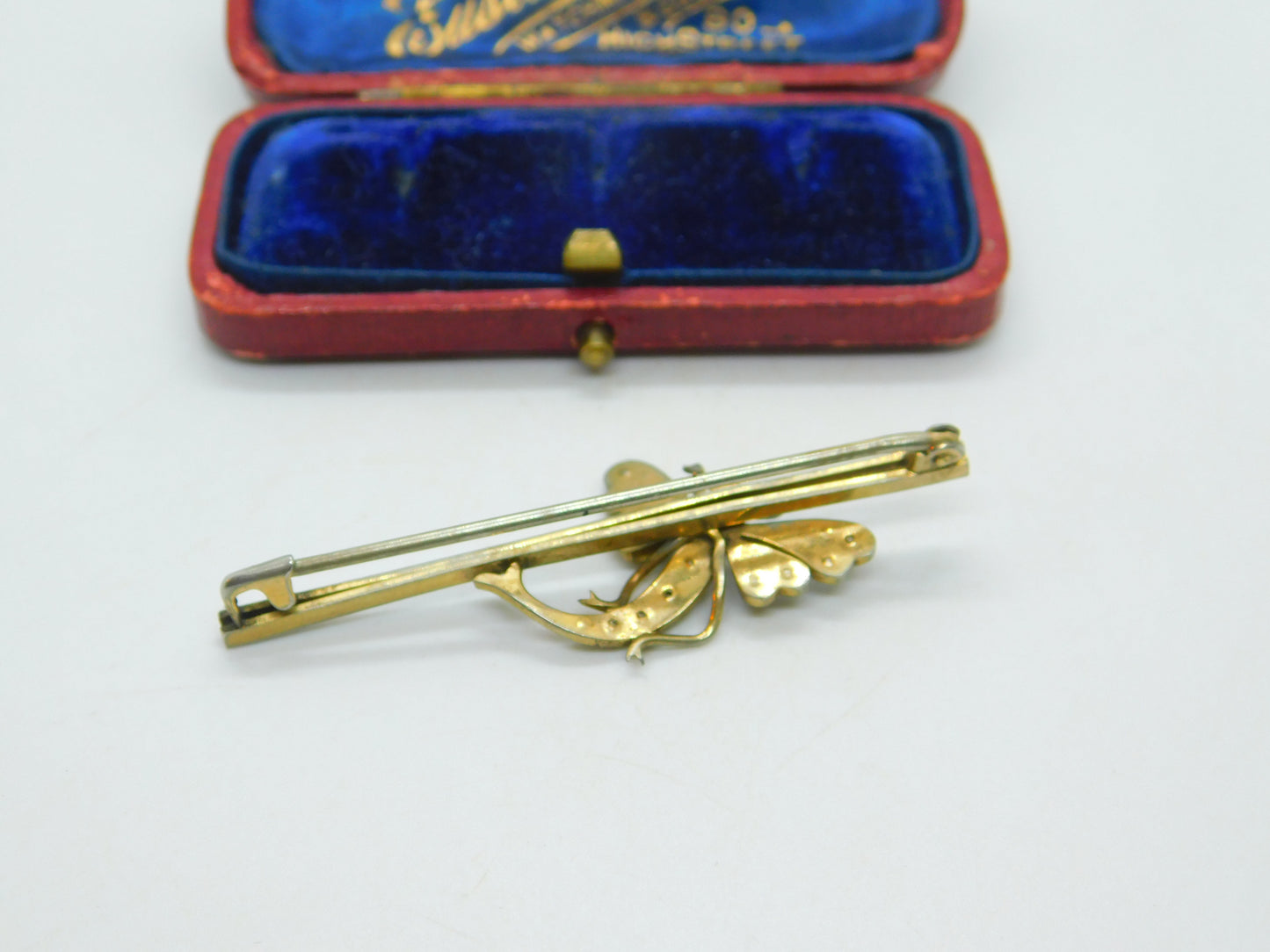 Parisian Sterling Silver Gilt & Paste True Deco Dragonfly Brooch Antique c1920