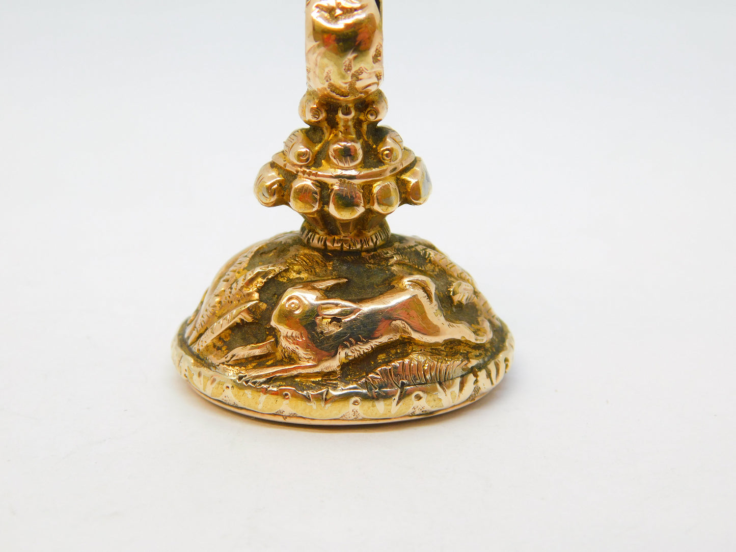 George III Gold Cased Carnelian Agate Intaglio Hunting Scene Fob Antique c1820