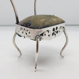 Edwardian Sterling Silver Dining Chair Novelty Pin Cushion Antique 1905